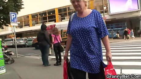 Huge boobs blonde granny pleases young stranger