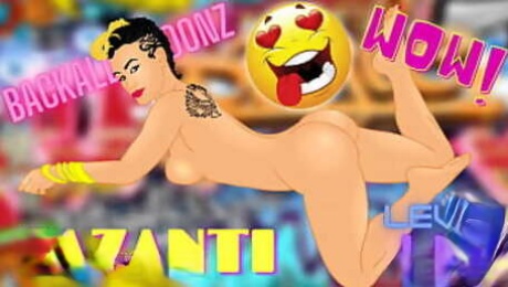 Sexy Latina Jazanti Shows her tatts andfor a Backalley anime cartoon