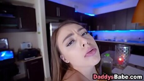 Big ass teen stepdaughter teasing & fucking stepdad to get money for dance classes