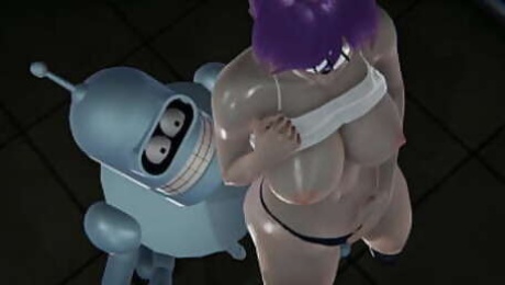 Futurama - Leela gets creampied by Bender - 3D Porn