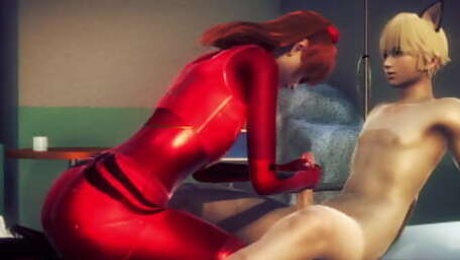 Evangelion Asuka - Is Asuka Femboy ready to swallow all that cum? - Sissy Japanese Asian Manga Anime Game Porn Gay