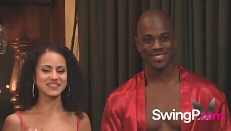 Black swinger couple joined the fun and lust of the Swing Mansion.