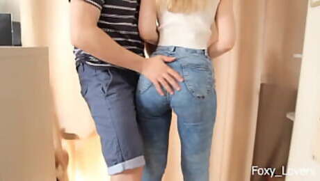 You Can Rub and Cum On My Jeans, But Not Penetrate ! Dry Humping - Petite Stepsister