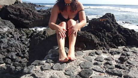 Foot Fetish from my Seductive StepMom on a Public Beach