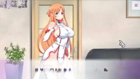 Waifu Hub [Hentai parody game PornPlay ] Ep.1 Asuna Porn Couch casting - this naughty lady from sword Art Online want to be a pornstar