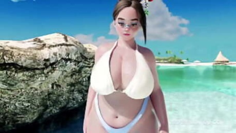 Busty Mei Beach BBC Blowjob