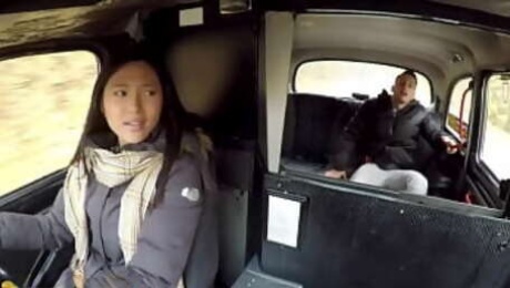 Taxi driving Asian in stockings gets her pussy stuffed