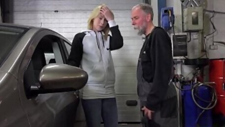 Old-n-Young.com - Daniela C - Blondie gets a special service in the garage