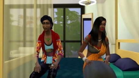 Indian step mom catches her masturbating on the bed In His Room Then she called him to her room to help him have sex for the first time