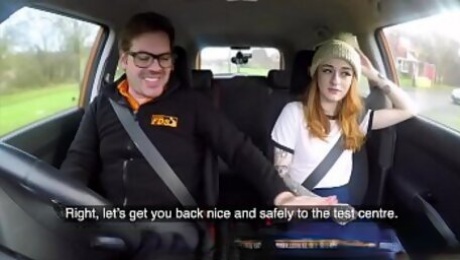 Fake Driving Slim hot redhead minx fucks better then she drives