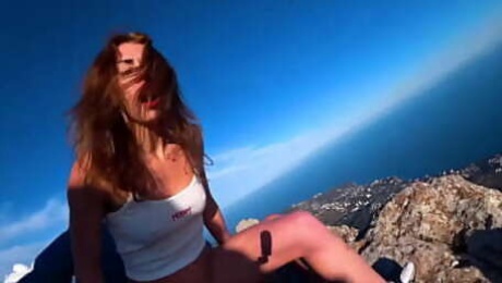 Risky Public fuck on a cliff. Amateur Mia Bandini