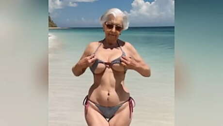 Granny Showing her New Sexy Bikini with Dirtytalk. Watch the Horny GILF Nude at the End | AI-generated