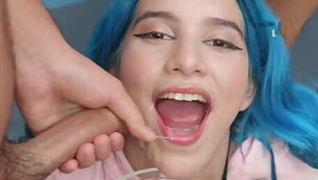 PremiumBukkake - Min Galilea swallows 64 huge cumshots in mouthful bukkake
