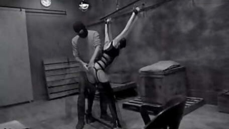 Blindfolded amateur MILF gets pussy teased in BDSM swinger video