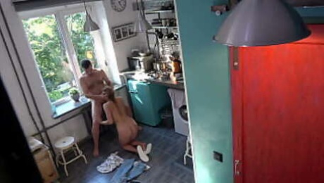 Amateur blonde blows mature step dad in the kitchen - (Ellison Sun)