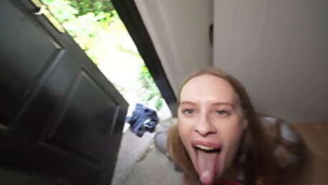 Public Agent Nikki Riddle taken to a garden shed and has her wet pussy pounded by a huge cock