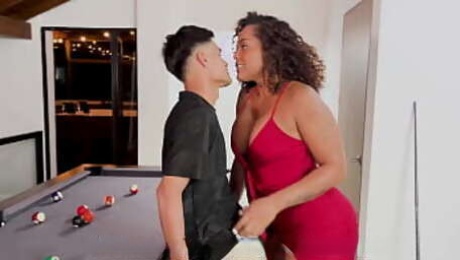 My Husband is not at home and his well-hung Step-son fucks me on the pool table, I swallow all his cum! Carla Morelli & Danyel Mast