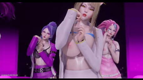 [MMD] CHUNG HA - Snapping Hot Kpop Striptease Ahri Akali Kaisa Evelynn Seraphine KDA 4K 60FPS League of Legends Uncensored Carton Hentai