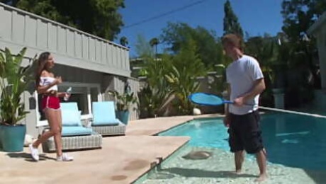 Petite Teen Nina North Fucks The Pool Man While Mums Isn't Watching