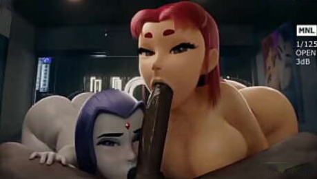 Starfire and Raven [rule34compilation]