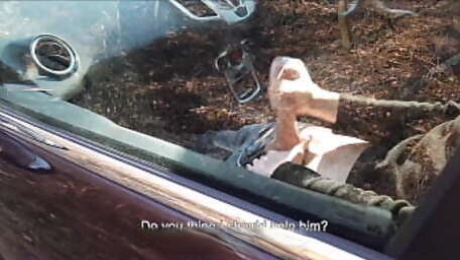 Youtube Blogger Caught a Guy Jerking off in a Car in a Public Park and Helped him Cum by Hanjob