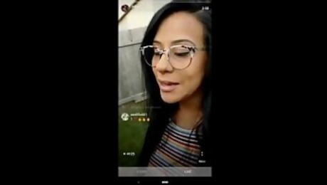 Husband surpirses IG influencer wife while she's live. Cums on her face.