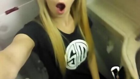 Blonde Public Masturbating Airplane Bathroom Real Amateur