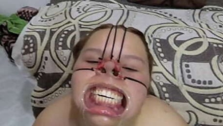 BBW BONDAGE face with cum on it