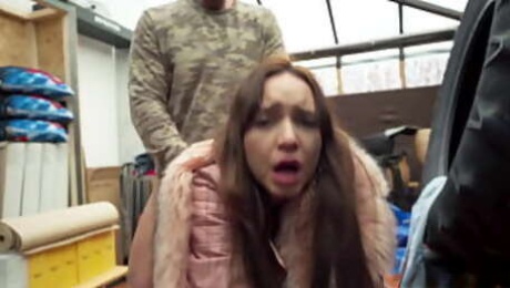 Public Agent He's caught fucking a sex dummy but gets the real thing from a brunette babe