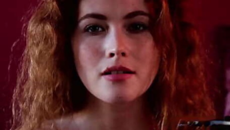 Redhead Latvian beauty Heidi Romanova introducing her big natural boobs
