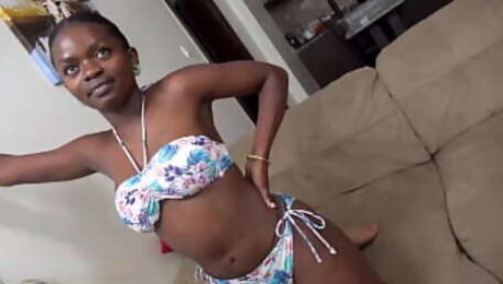 Amateur Ebony Teen Tight Pussy Stretched Wide At Fake Bikini Casting