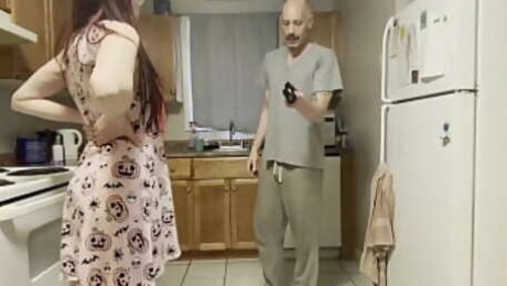 step dad catches step daughter out late drinking, he wont tell step mom if she lets him fuck both her holes