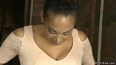 Natural busty Serena Ali fucks machine