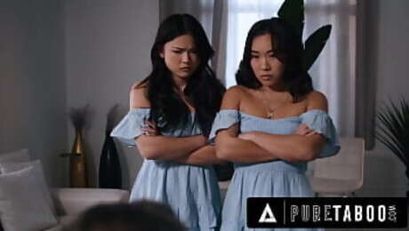 Asian Stepsisters Lulu Chu and Kimmy Kimm Fulfill Their Stepdads Doppelganger Fantasy