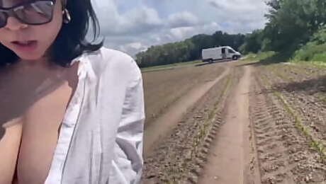 Smoking Cigarette and Bouncing Boobs in Male Shirt to getplace for masturbate and fast Orgasm