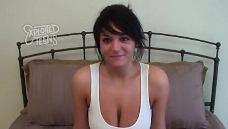 19 Year Old Amateur With Giant DDD Titties Licks the Cameraman's Ass