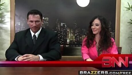Fuck The News scene starring Ariella Ferrera, Nikki Sexx and John Str