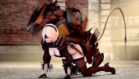3d White-haired Hottie Nier Automata Drilled With Toys