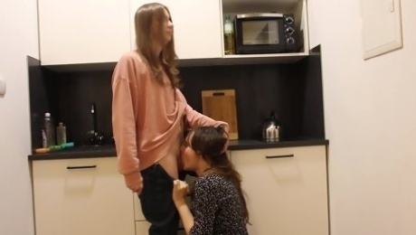 Trans Girl Gets Suprising Fucking In Kitchen