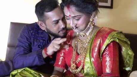 Newly Married Indian Girl Sudipa Hardcore Honeymoon First night sex and creampie - Hindi Audio