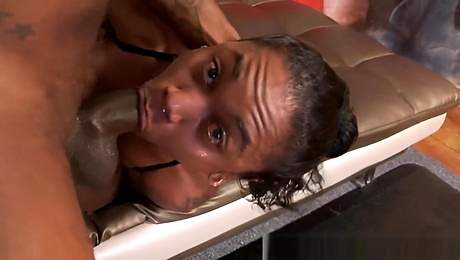 Big black cock furiously throats her