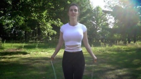 Piper Blush Jump Rope Test No Bra