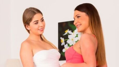 Gorgeous hotties Ellen Betsy and Julia Red are enjoying dude's big dick