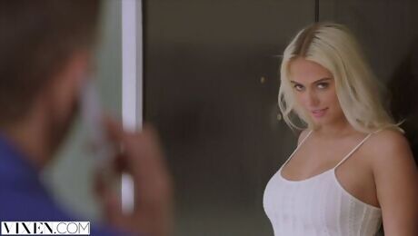 In the bed trailer with attractive Athena Palomino from